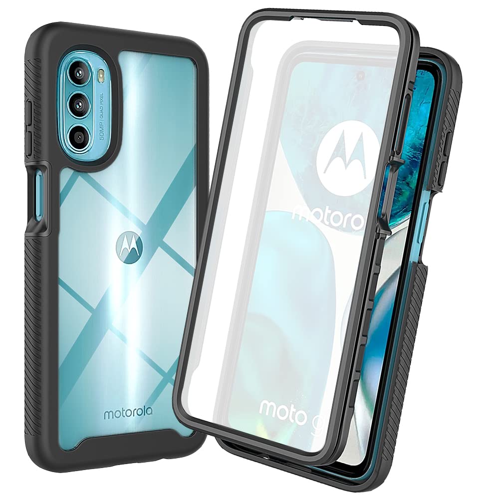 XINNI Case for Motorola Moto G82 5G(G52), 360 Degree Shockproof Protective All-Round Protection with Built-in Screen Protector, Robust Bumper Outdoor Cover, Black — image 1