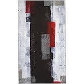 COVASA Hand Towels for Bathroom Set of 2 Grunge Black Red Gray Blocks Abstract Shapes Illustrations Modern Art Soft Absorbent Small Decorative Bath Towel Kitchen Dish Guest Towel for Spa 15.7"x27.5"