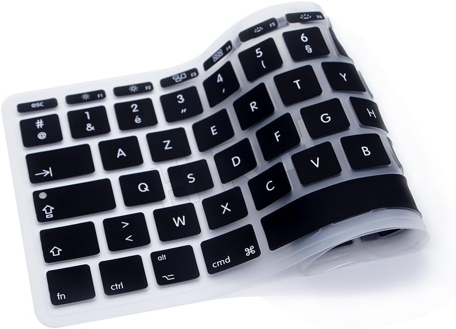 MMDW French AZERTY ISO Keyboard Cover for Macbook 11"11.6 Inch A1465 A1370 European/ISO Keyboard Layout Silicone Skin,Black - Image 4