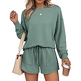 LILLUSORY Lounge Sets for Women Two Piece Sweat Short Set Pajama Matching Outfits with Pocket 2026 Fall Fashion Clothes
