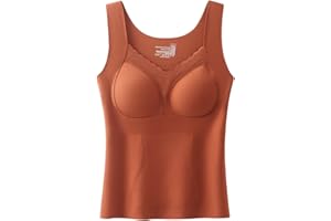 Women's Thermal Underwear Tank Tops Seamless Fleece Lined Winter Warm Sleeveless Undershirt Base Layer Vest with Chest Pad
