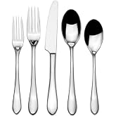 Mikasa Ramsey 20 Piece Flatware Set Service for 4 Silver | Modern elegance, 18/0 stainless steel, daily family meals, matches modern tableware