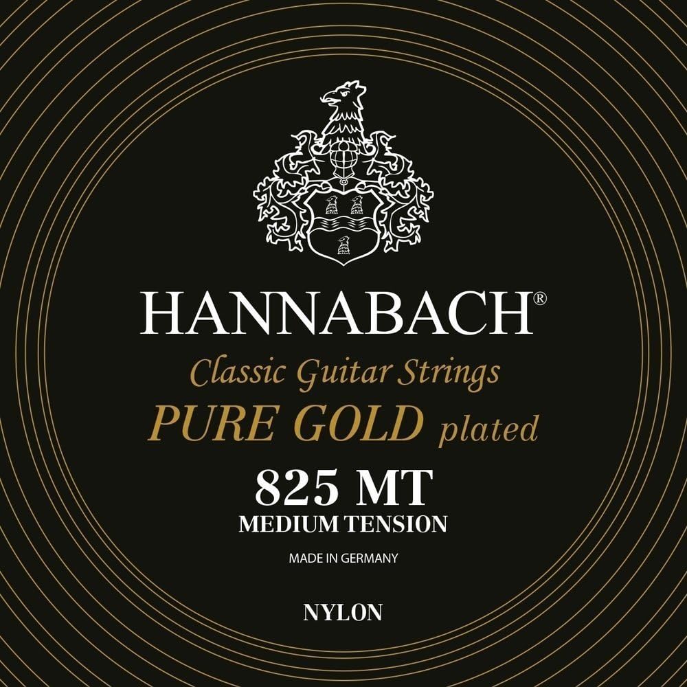 Hannabach Classical Guitar Strings Series 825 Medium Tension Pure Gold gold-plated - Set