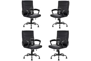 CLATINA Mid Back Leather Office Executive Chair with Lumbar Support and Padded Armrestes Swivel Adjustable Ergonomic Design for Home Computer Desk 4 Pack