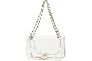 LAM GALLERY Womens PVC Clear Purse Handbag with Chain Stadium Approved Clear Bag See Through Purse Bag