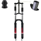 CDHPOWER 26" Suspension Fork, Black, 1" Threaded 25.4mm Straight Tube | Double Shoulder Triple Tree, Disc Brake