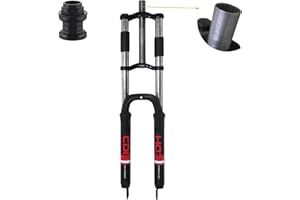 CDHPOWER 26" Suspension Fork 1" Threaded 25.4mm Straight Tube Double Shoulder Triple Tree, Disc Brake, Black,
