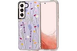 MOSNOVO Case for Samsung Galaxy S22, [Buffertech 6.6ft Military-Grade Drop Protection] [Anti Peel Off Tech] Clear TPU Bumper Phone Case Cover Design - Floral Garden