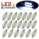 LEDKINGDOMUS 20 Pcs 42mm 8SMD Festoon 7000K LED Interior Map Dome Lights Bulbs 211-2 578, Color Cool White