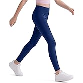 HASMES Girls Athletic Leggings High Waisted Comfort Soft Elastic Yoga Dance Running Pants with Pockets Activewear