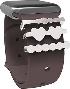 Callancity 3Pcs/Sets Metal Decorative Rings Charms Sparkling Silicone Strap Loops Compatible for Apple Watch Band Series 5/4/3/2/1 38mm 40mm 42mm 44mm (Platinum)