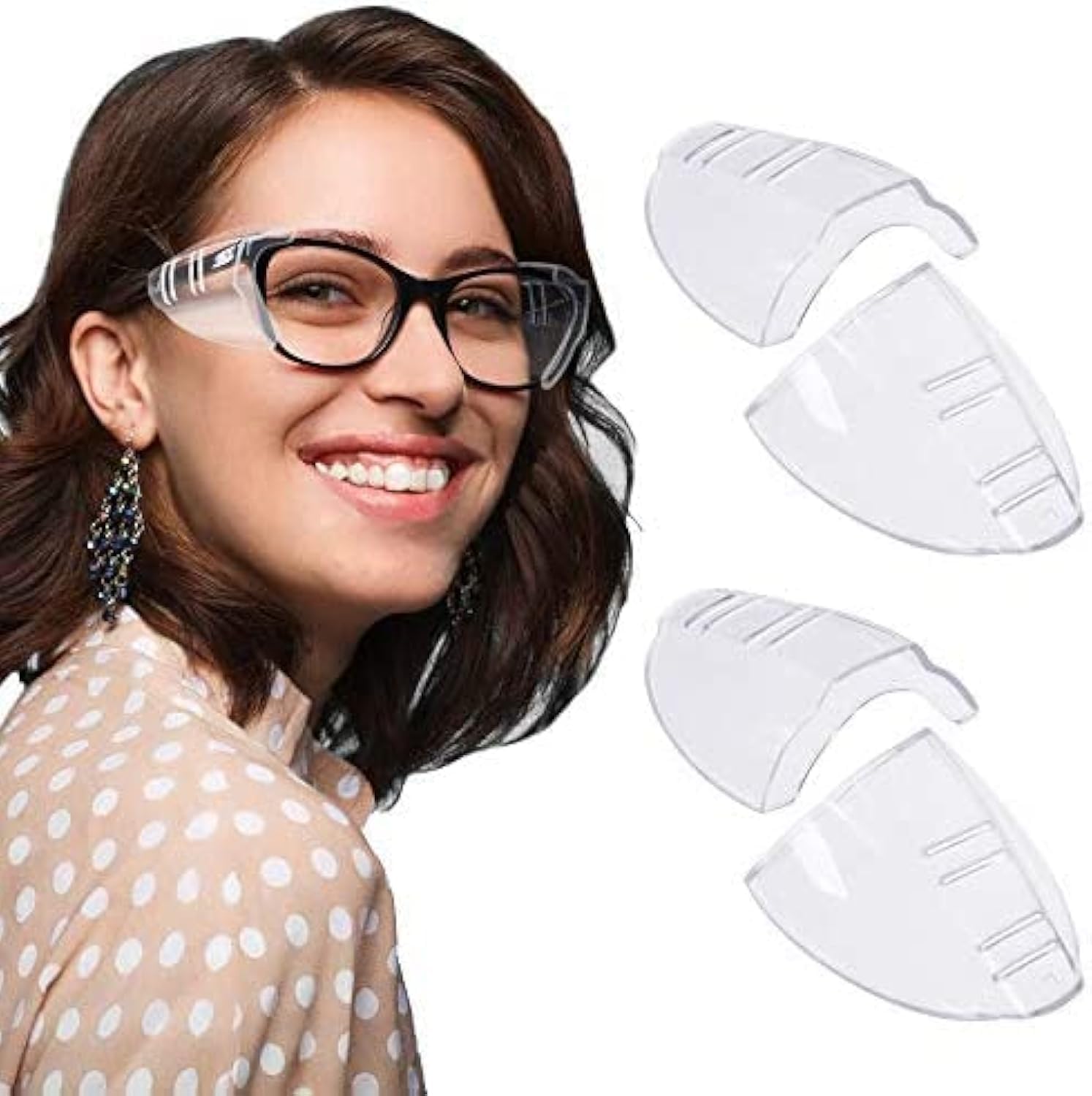 RMENOOR Side Shields 2 Pairs Safety Glasses Side Shields Glasses Side Safety Protection Clear Side Shield Universal Side Shield Safety Glasses for Small to Medium Eyeglasses