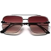 Breaksun Oversized Square Aviator Sunglasses for Men Women Fashion Metal Frame Aviator Sun Glasses Tinted Lens