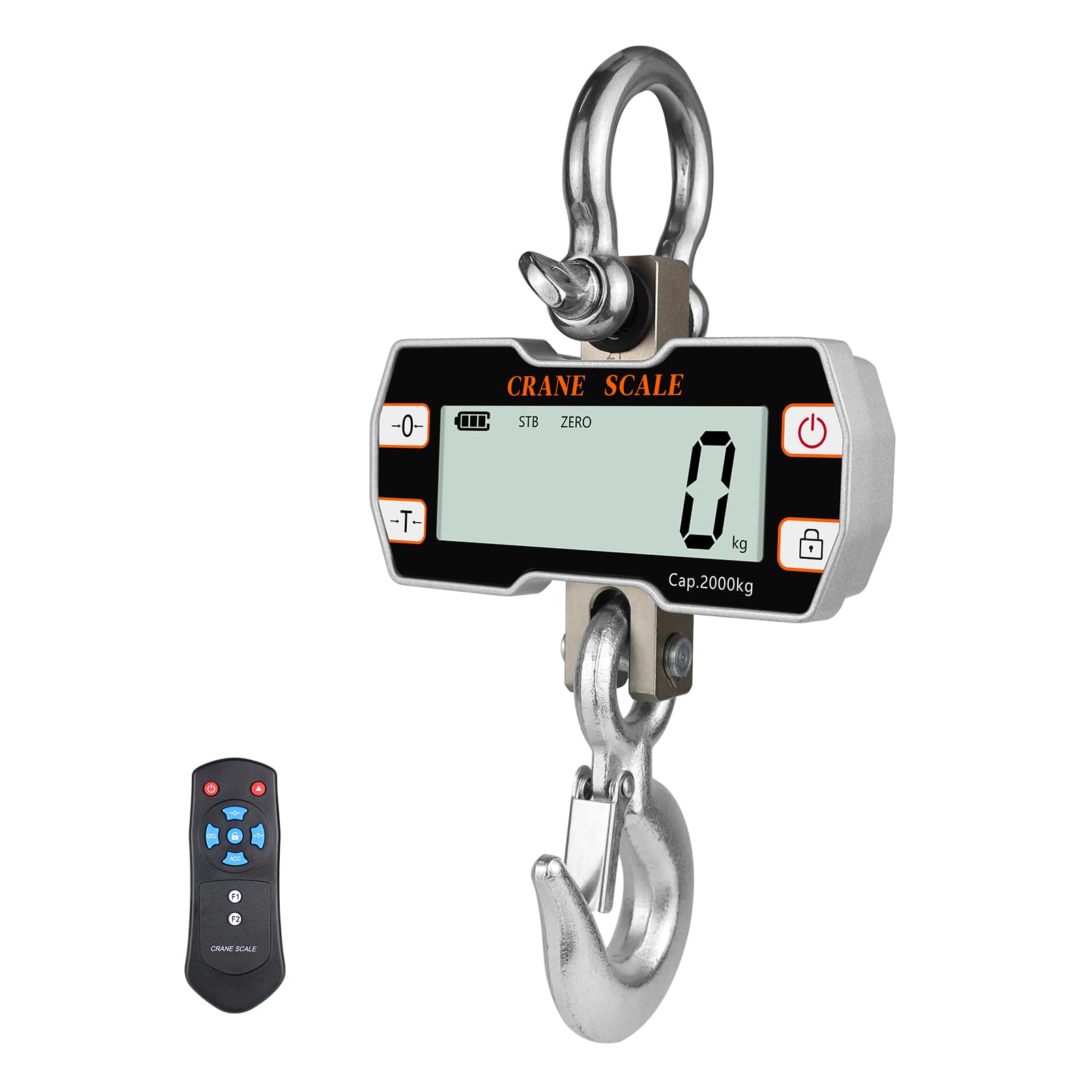 Hyindoor Crane Scale 2000KG 4400LBS Digital Crane Scale Industrial Heavy Duty Compact Hanging Scale with Remote