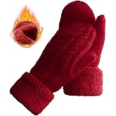 Whiteleopard Women's Winter Gloves Warm Lining - Cozy Wool Knit Thick Gloves Mittens
