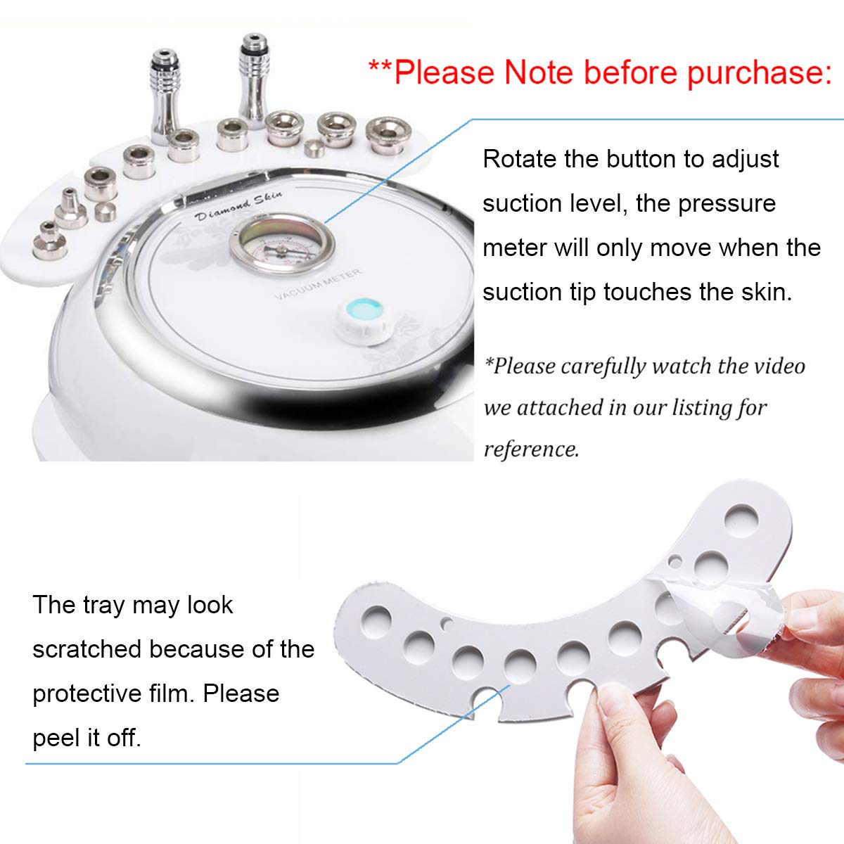 3 in 1 Diamond Microdermabrasion Machine, TopDirect Facial Skin Care Salon Equipment w/Vacuum & Spray (Strong Suction Power: 65-68cmhg): Beauty