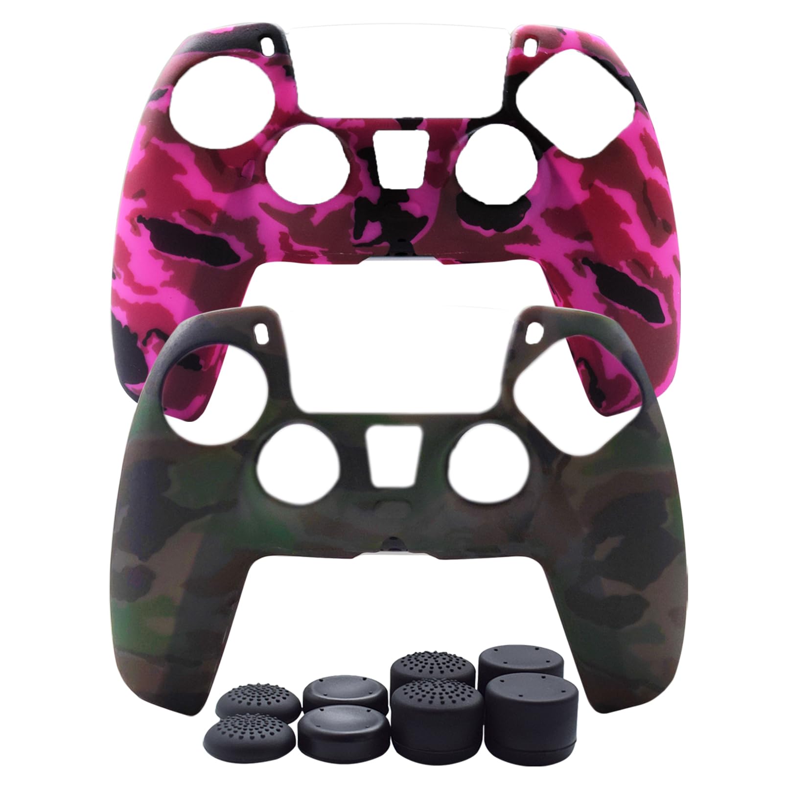 Hikfly Silicone Cover Compatible with PS5 Controller Skin Non-Slip Grips Compatible with PlayStation 5 Controller- 2 x Skin with 8 x Thumb Grip CapsGrey,Peach