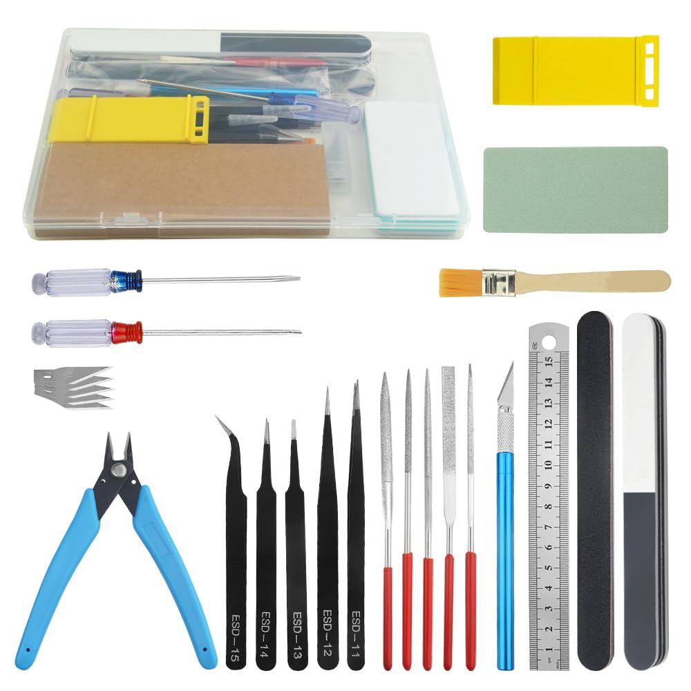 BGTXINGI 21PCS Modeler Basic Tools Craft Set with Plastic Box for Gundam Model Assemble Car Model Building Repairing and Fixing DIY Craft Kit