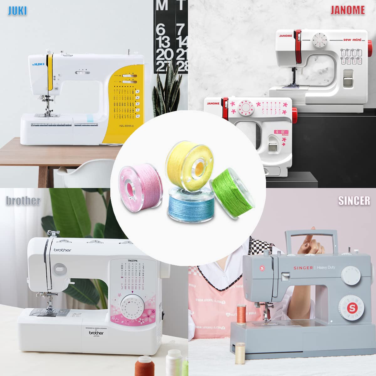 36 Pcs Bobbins and Sewing Threads Prewound Bobbin Thread with Storage Plastic Case Assorted Colors Sewing Thread Set for Brother Babylock Singer Janome Embroidery and Sewing Machine Polyester Thread
