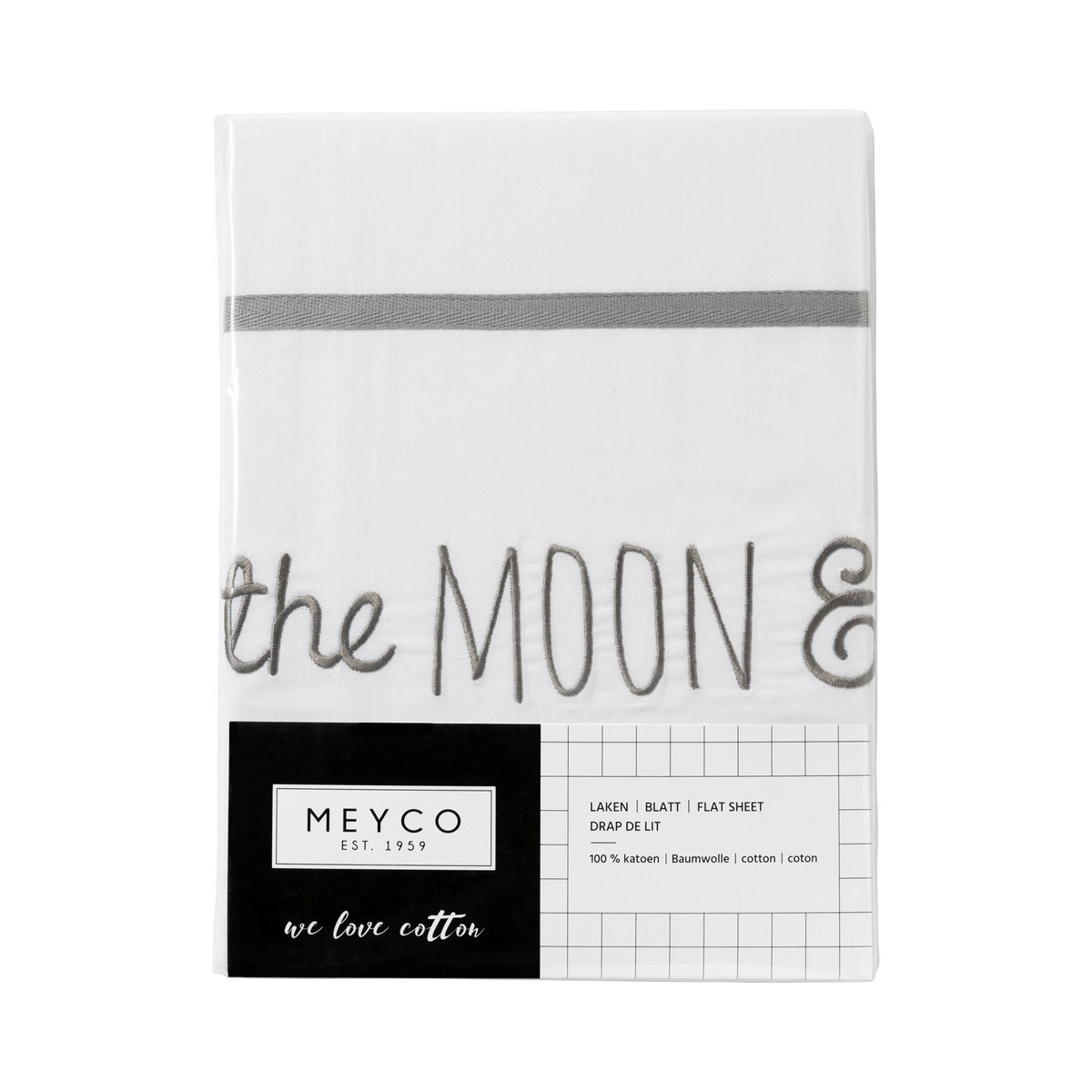 Meyco Love You to The Moon & Back 413050 Small Bed Sheet 75 x 100 cm Grey