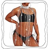 Salliy Rhinestone Body Chain Silver Chain Top Crystal Beach Bikini Body Jewelry Sexy Bra Chains for Women