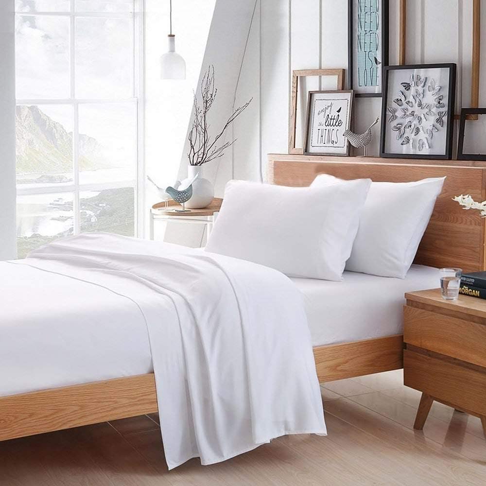 Infiniti Collection Authentic Heavy 1500-TC Egyptian Cotton Bed Sheets King Size Hotel Luxury, 4-PCs Bed Sheet Set Fits Mattress 7-9" Inch Deep Pockets (Solid, White)