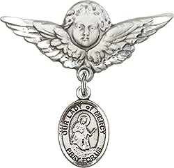 Sterling Silver Baby Badge Guardian Angel Pin with