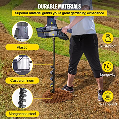 VEVOR Electric Post Hole Digger, 1200 W 1.6 HP Electric Auger Powerhead