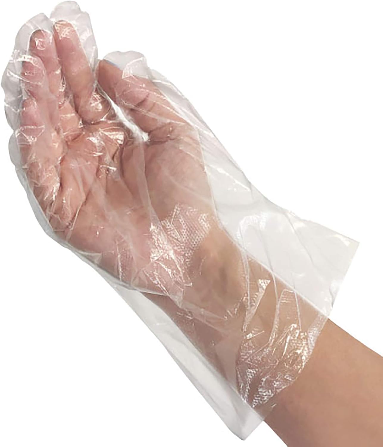 SAFE HANDLER Disposable Food Handling Long Cuff Poly Gloves | One Size Fits Most, 0.65g, 11 inches