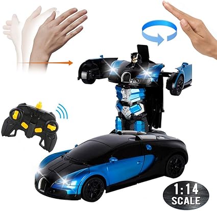 Rc Auto Transformator Robot 1 14 Ferngesteuertes Auto Und Roboter Rennwagen Geste Und Fernbedienung Deformation Auto Transformers Roboter Rc Auto Spielzeug Fur Kinder Geschenk Blue Bugatti Amazon De Kuche Haushalt