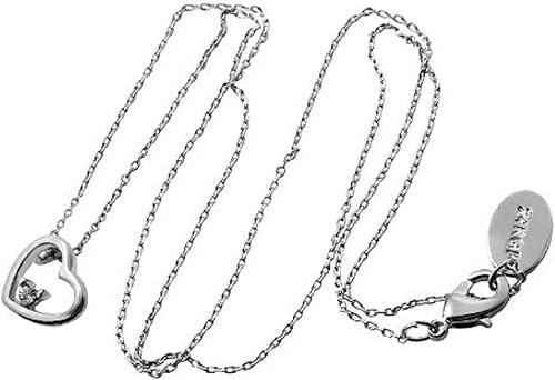 Amazon Disney ディズニー 24金仕上げ シンプルハート ネックレス シルバー ミッキーマウス オープンハート隠れミッキー シルエット スワロフスキー アクセサリー 並行輸入品 ネックレス 通販