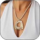 Zaquki Boho Pendant Necklaces for Women Chunky Gold Statement Necklace Vintage Long Cord Necklace Bohemian Jewelry Gifts