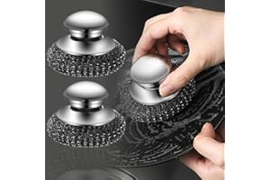 2Pcs Stainless Steel Kitchen Pot Brush with Short Handle Wire Ball Cleaning Tools Home Kitchen Dish Washing Accessories,8.5 *