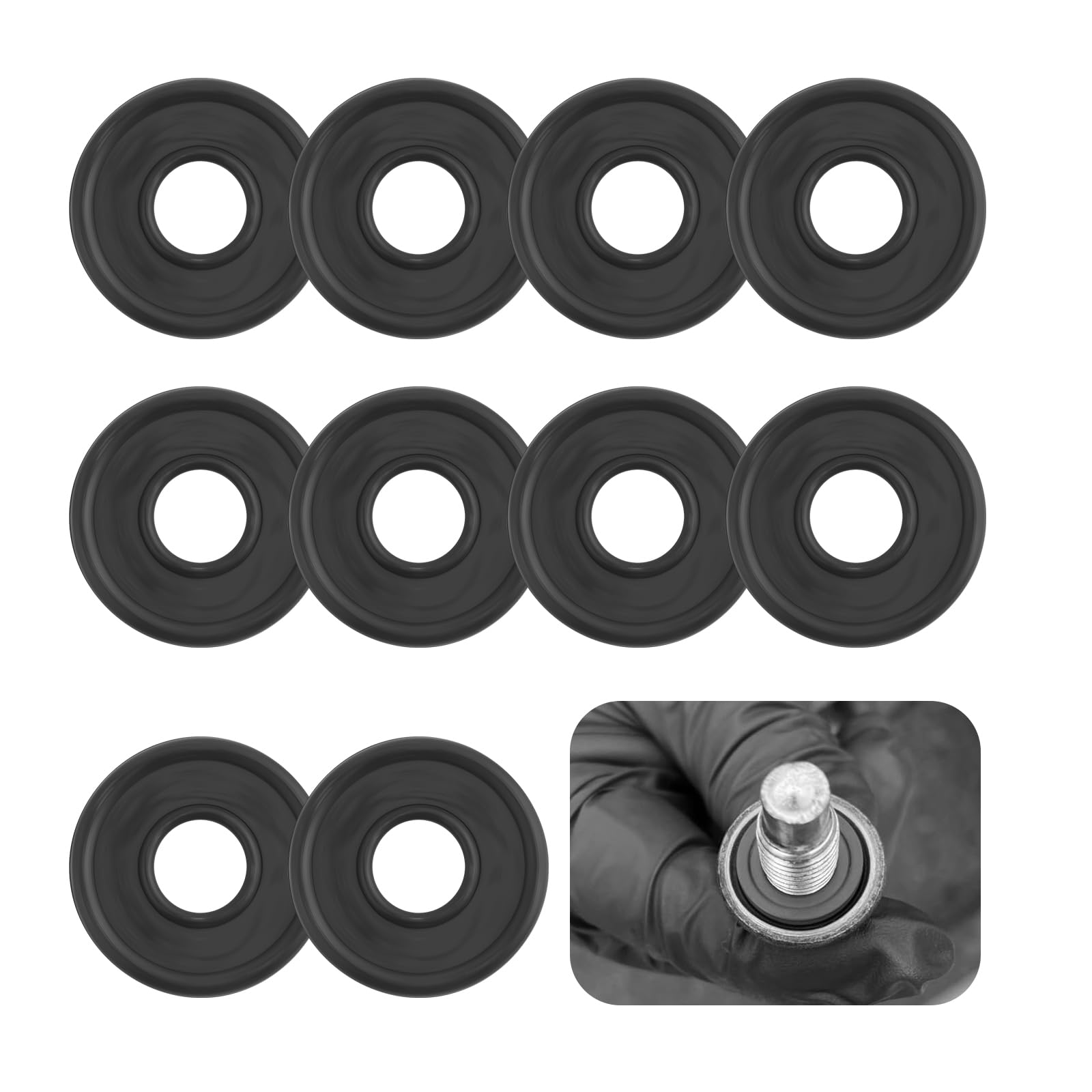 Photo 1 of 10PCS M12 Crush Washer Oil Drain Plug,Rubber & Round Oil Drain Plug Washer for Reduceing Leakage,Sealable Gasket Replace OEM#097-115,65327,21007240 Compatible with Saturn (M12)