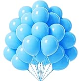 QRabbit 100 Pack 12 Inch Baby Blue Latex Balloons, Solid Color Party Balloons for Helium or Air Use, Premium Quality Balloon for Christmas Graduation Birthday Wedding Arch Garland Party Decorations