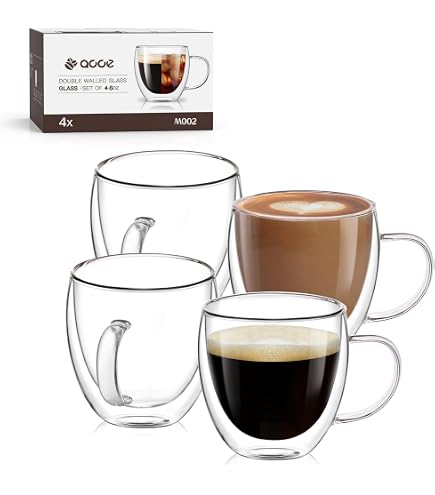 Set De 4 Tasses à Thé Turques 120ml - Verre Double Paroi Transparent Pour Café Turc, Latte Ou Espresso