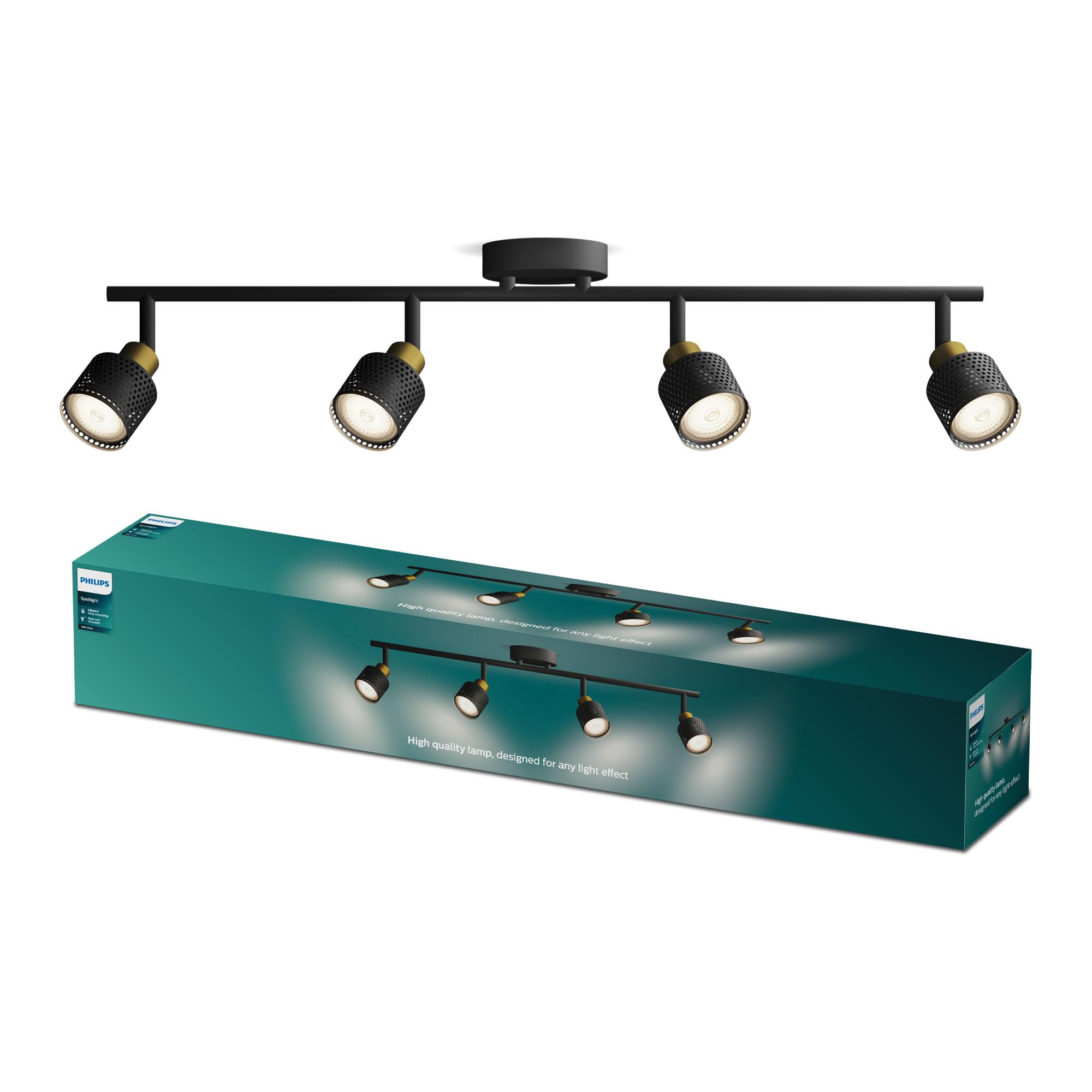 PHILIPS Niall Spot 4-Head, GU10 not Included, Brass, IP20, Black/Gold