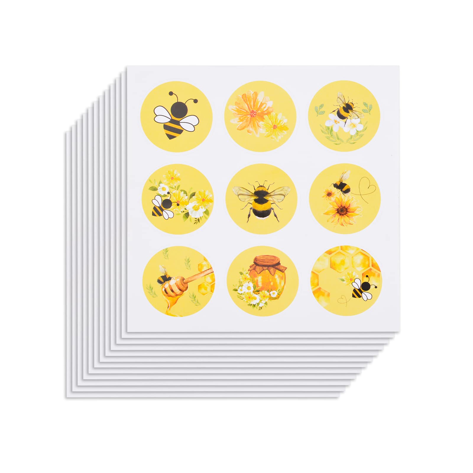 URROMA 20 Sheets Envelope Seals Stickers, 180 Pcs Total Yellow Bee Stickers Labels for Business Sealing Stickers for Packages Gift Box Small Business