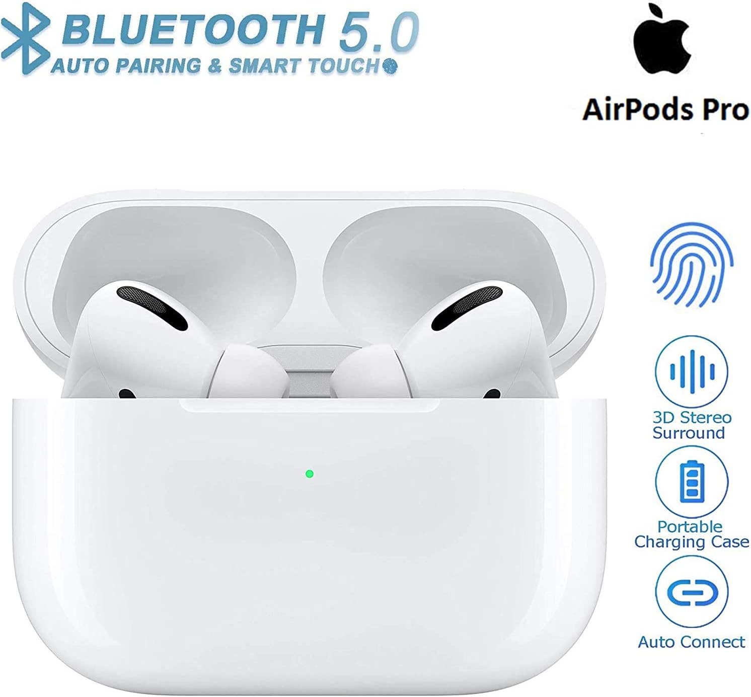 Bluetooth 5.0 Wireless Headphones,Touch Headphones with Microphone, Automatic Pairing, IPX5 Waterproof HIFI Stereo Headphones,for Apple/Airpods/Android/iphone/Airpods2/AirPods Pro