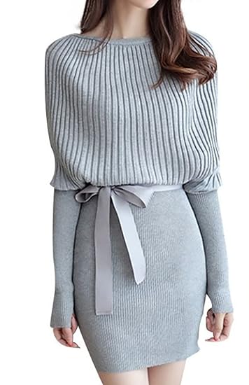 Amazon ピオニーポップ タイト ミニ リブニット リブ ニット 切替