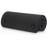 Fitness First Hanging Exercise Mat with Thick 1/2 Inch Foam | Large 71 by 24 inch black pad featuring a textured diamond pattern and two-hole design for easy commercial or home storage