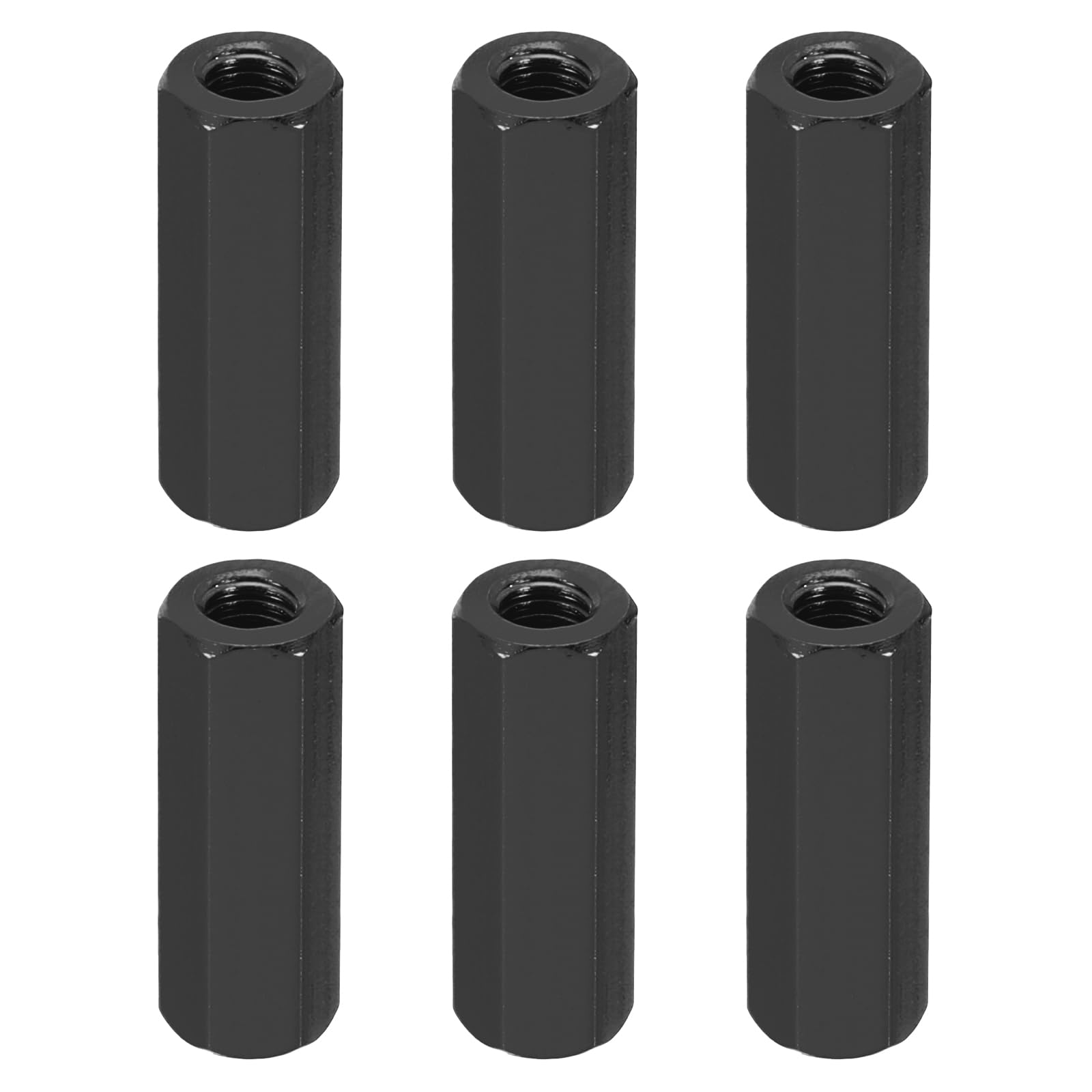 PATIKIL M3 Hex Nuts, 6pcs M3 Threaded Spacers Aluminum 21mm L Female Metal Spacer Screw Standoff for M3 Screw Bolts RC Car Drones Stacks Motherboard, Black