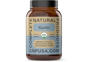 Complete Natural Products Organic Garlic Capsules - 520mg Capsules 100 Count Vegetarian Pills Supplement, Garlic Powder Capsules & Extract