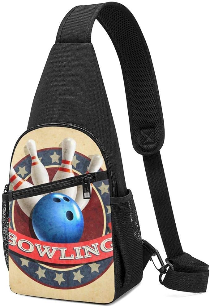 Bowling Sport Ball Pattern Sling Backpack,Travel Hiking Shoulder Bag