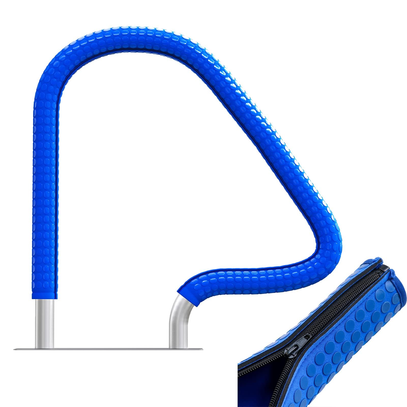 Photo 1 of Moleney Pool Handrail Cover with Anti-Slip Drip, 4FT Royal Blue Rail Grip Sleeve with Zipper, Slip-Resistant Swimming Pool Hand Railing Cover for Safety and Comfort