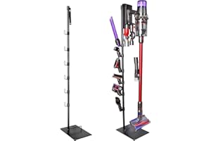 360Tronics Docking Station Holder for Dyson, Stable Metal Organizer Rack Storage Stand Fit for Dyson V15, V11, V10, V8, V7, V6 Cordless Vacuum Cleaners & Accessories, with 6 Hooks (Black)