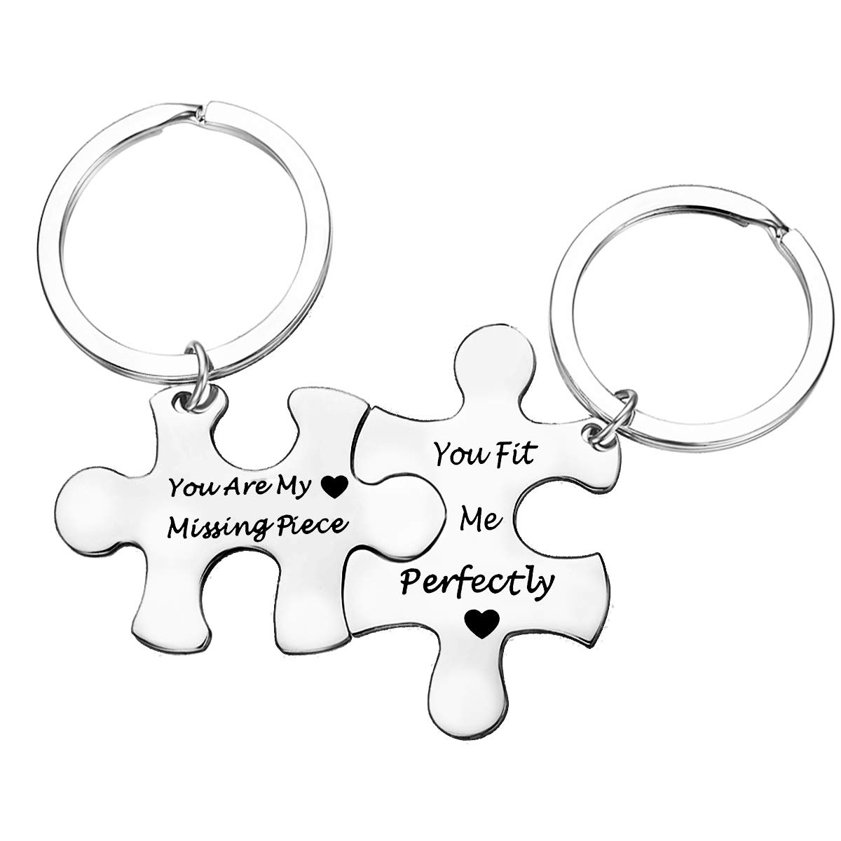 Huwujiu Valentines Day Gifts for Couple Anniversary Keyring Gifts for Boyfriend Girlfriend Husband Wife You are My Missing Piece You Fit Me Perfectly Keyring Set Christmas Birthday Gift for Him Her