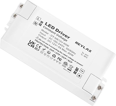 REYLAX 12V 60W LED Driver 5A Constant Voltage Power Supply 100-240V AC