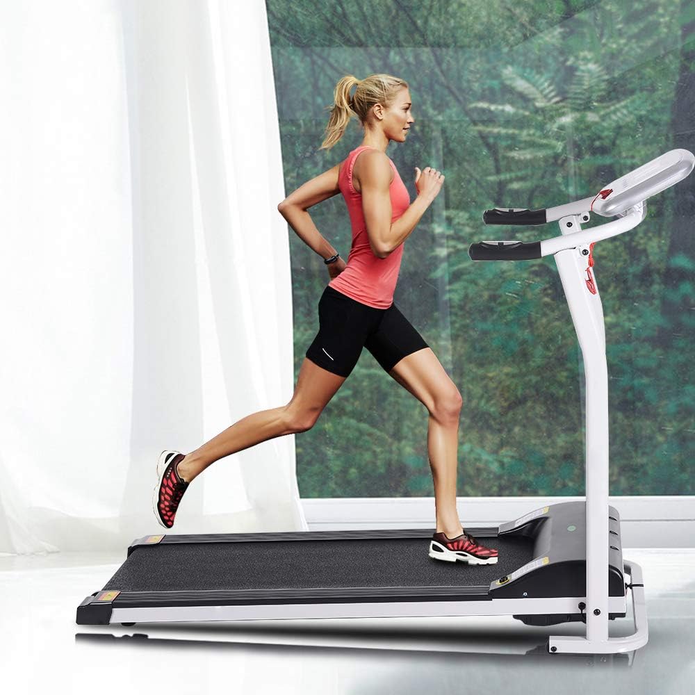 UMAY Fitnessclub Folding Electric Treadmill,Motorised Running Machine,5inch LCD,1.5HP DC,14mm/1.6mm Running Belt,Function with Heart rate