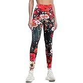Tezmd Women's High Waisted Printed Leggings Soft Stretchy Pants